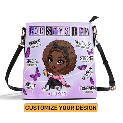 God Says I Am - Personalized Bucket Bag SBBD18LN1455L