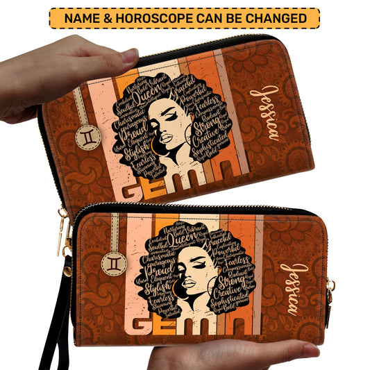 Horoscope - Personalized Leather Clutch Purse STB156