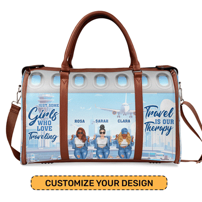 Just A Girl Who Loves Traveling - Personalized Leather Duffle Bag SBDBN50