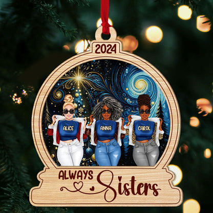 Always Sisters - Personalized Wood & Acrylic Ornament