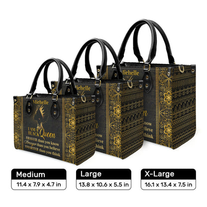 I Am A Black Queen - Personalized Leather Handbag