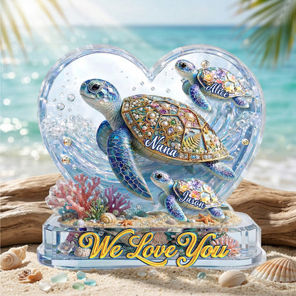 Grandma Mom Turtle - Personalized Custom Shaped Acrylic Plaque