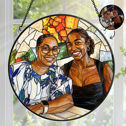 Custom Photo Portrait Mom Grandma Parents Family - Personalized Acrylic Suncatcher