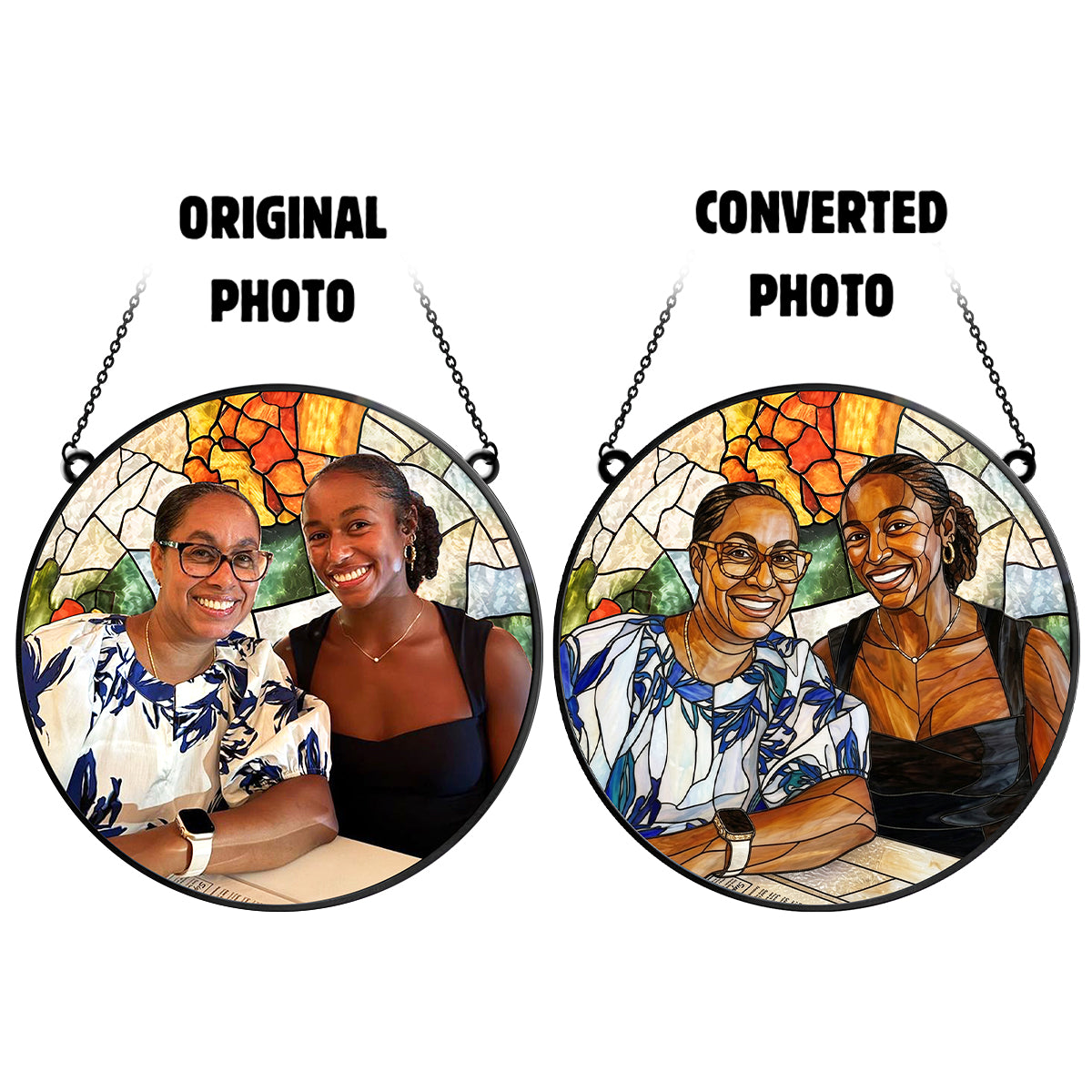 Custom Photo Portrait Mom Grandma Parents Family - Personalized Acrylic Suncatcher