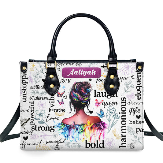 Strong Bold Harmonious - Personalized Leather Handbag SBLHBHA12