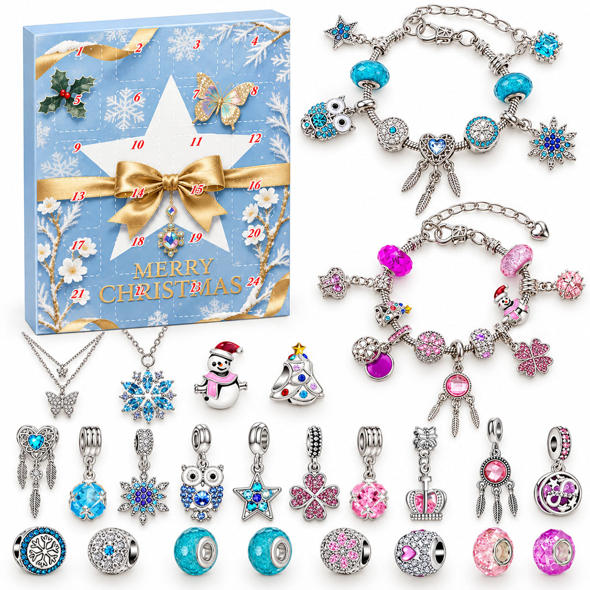 DIY Charm Bracelet Making Kit Gift For Family -  Advent Calendar With Charm
