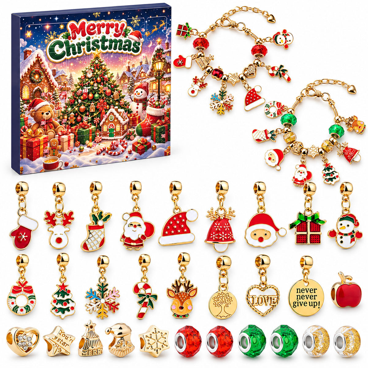 DIY Charm Bracelet Making Kit Gift For Family -  Advent Calendar With Charm