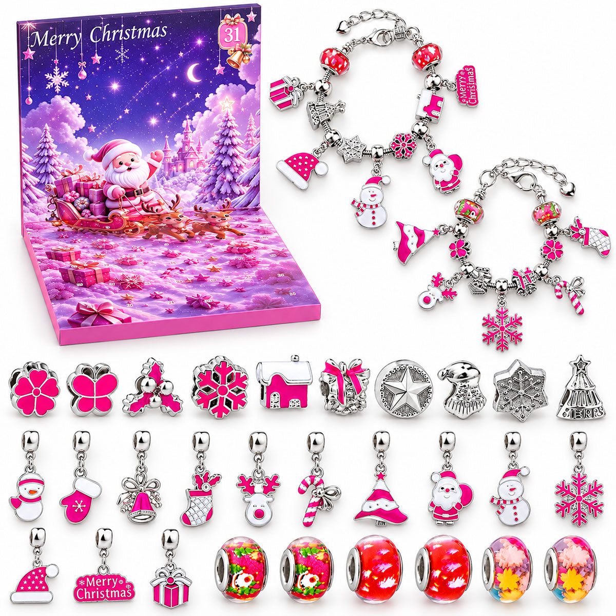 DIY Charm Bracelet Making Kit Gift For Family -  Advent Calendar With Charm