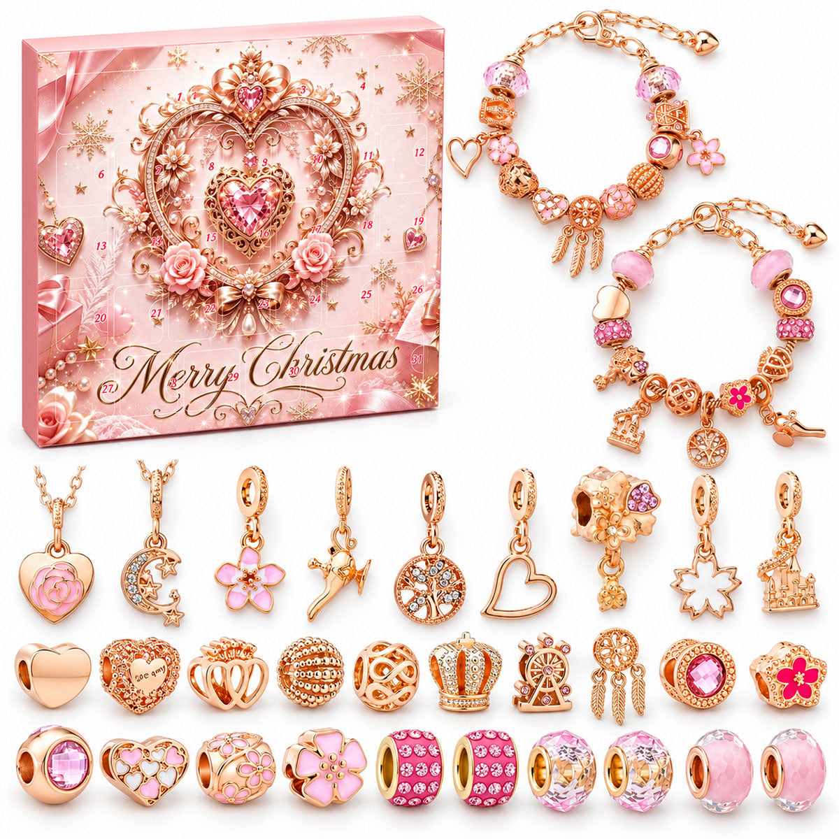DIY Charm Bracelet Making Kit Gift For Family -  Advent Calendar With Charm