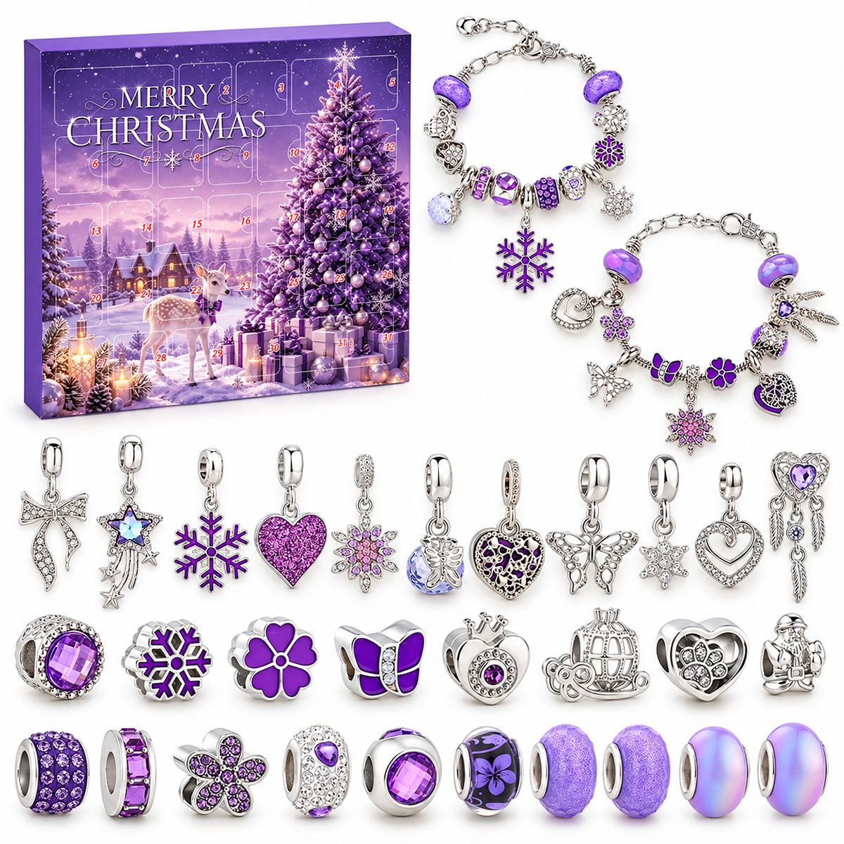 DIY Charm Bracelet Making Kit Gift For Family -  Advent Calendar With Charm