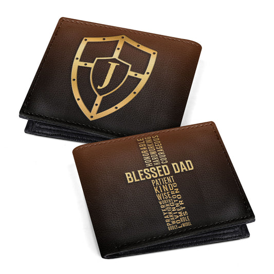 Blessed Dad  - Personalized Leather Folded Wallet SBLFWHA15