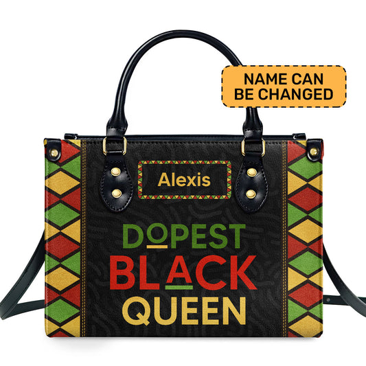 Dopest Black Queen - Personalized Leather Handbag SB09