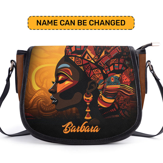 African Culture - Personalized Leather Saddle Cross Body Bag SB102