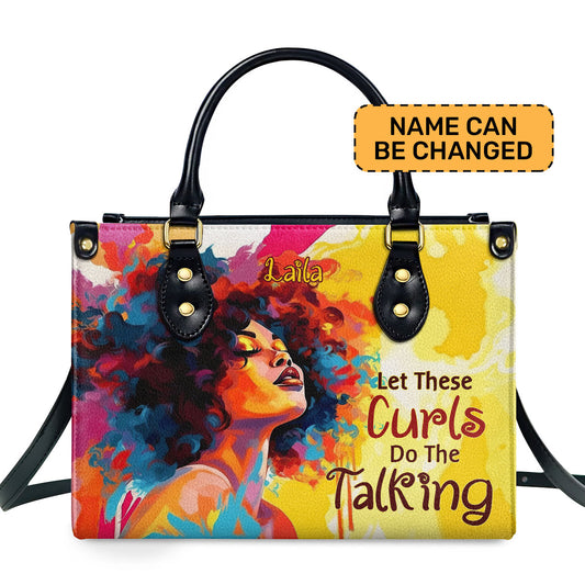 Let These Curls Do The Talking - Personalized Leather Handbag - SB18