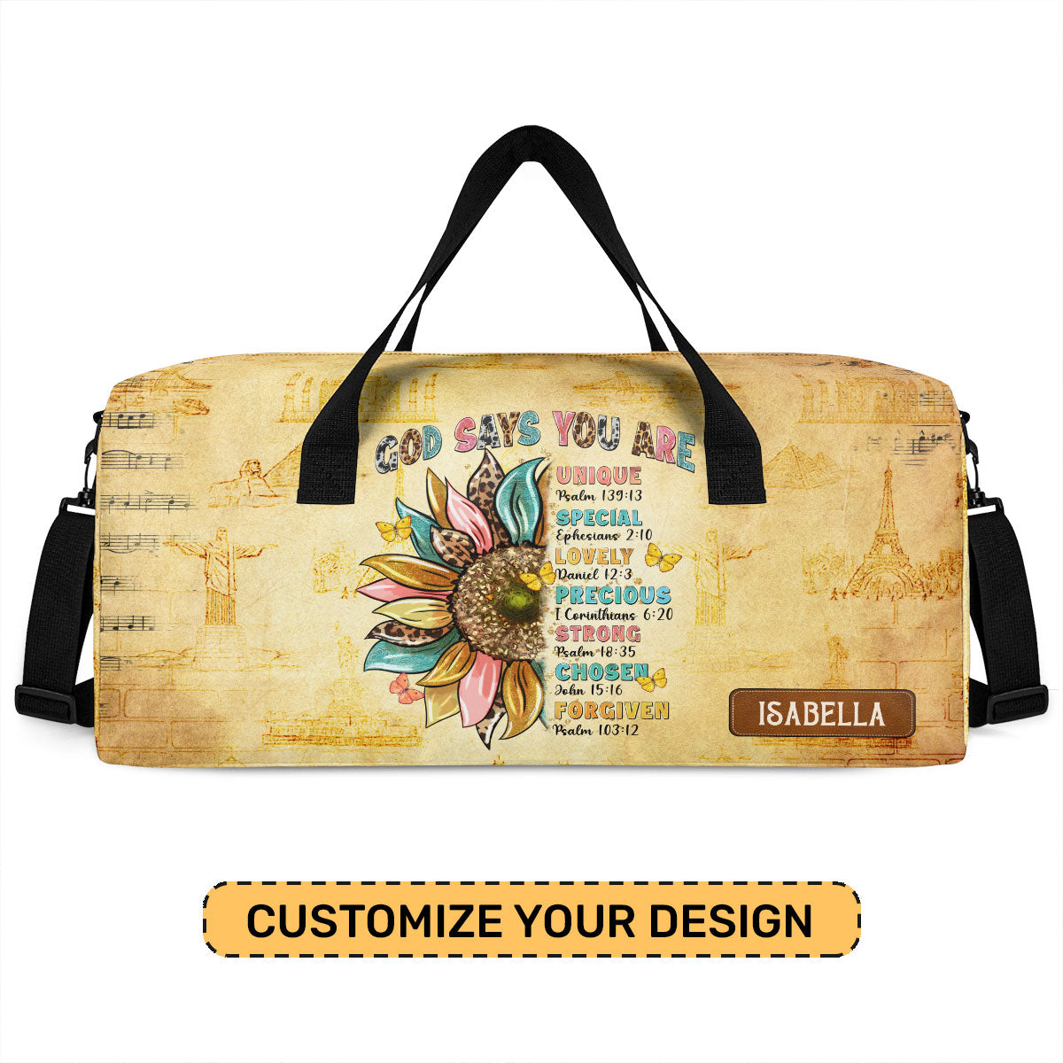 God Says You Are - Personalized Minimalist Duffle Bag SBMDBHN34