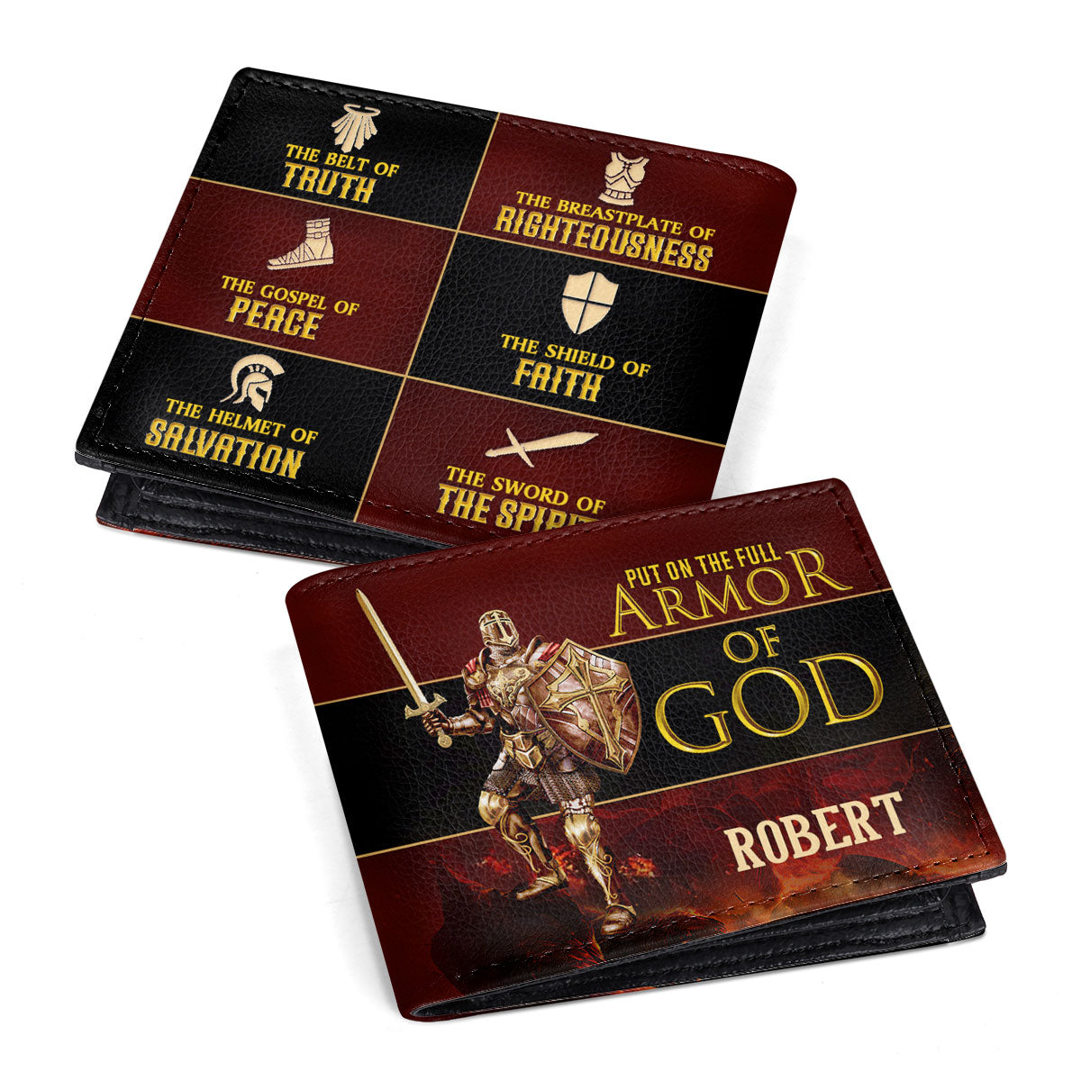 Armor of God - Personalized Leather Folded Wallet SBLFWM1029