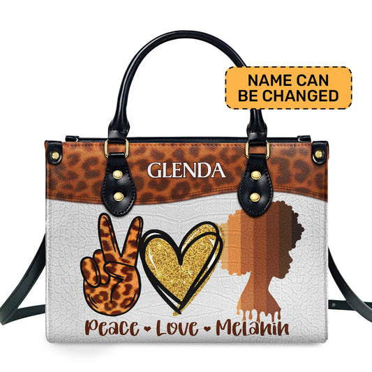 Peace, Love, Melanin - Personalized Leather Handbag STB06