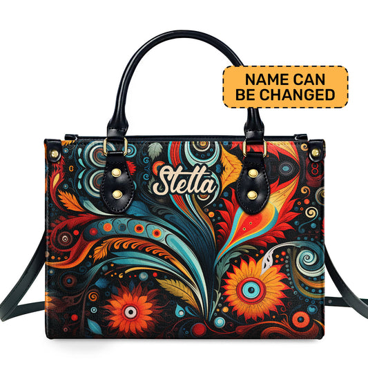 Floral Boho - Personalized Leather Handbag STB128