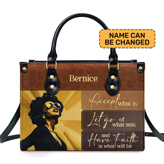 Have Faith In What Will Be - Personalized Leather Handbag STB13