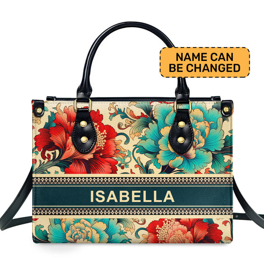 Flower Bloom - Personalized Leather Handbag STB137
