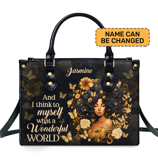 I Think To Myself What A Wonderful World - Personalized Leather Handbag STB20