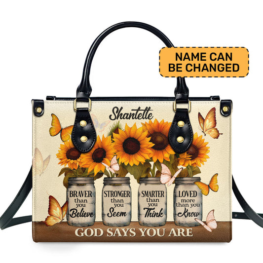 God Says You Are - Personalized Leather Handbag STB24
