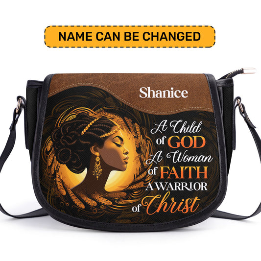 A Child Of God - Personalized Leather Saddle Cross Body Bag STB27