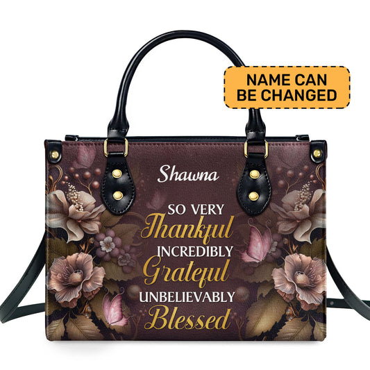 So Very Thankful - Personalized Leather Handbag STB30