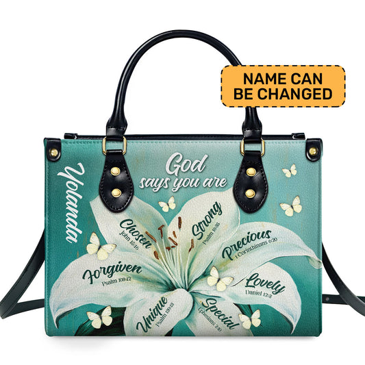 God Says You Are - Personalized Leather Handbag STB47