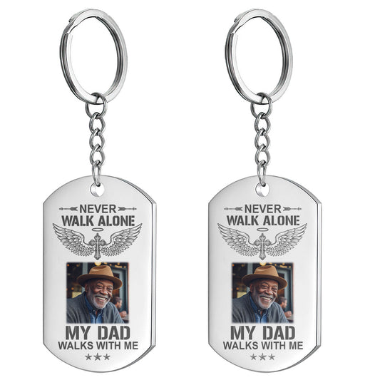 Never Walk Alone - Personalized Stainless Steel Keychain