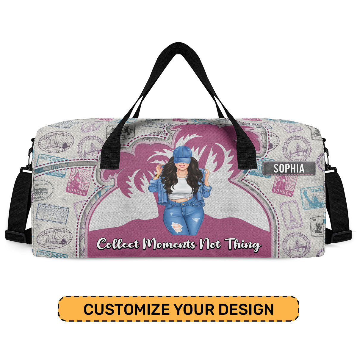 Collect Memories Not Things - Personalized Minimalist Duffle Bag SBMDBT76