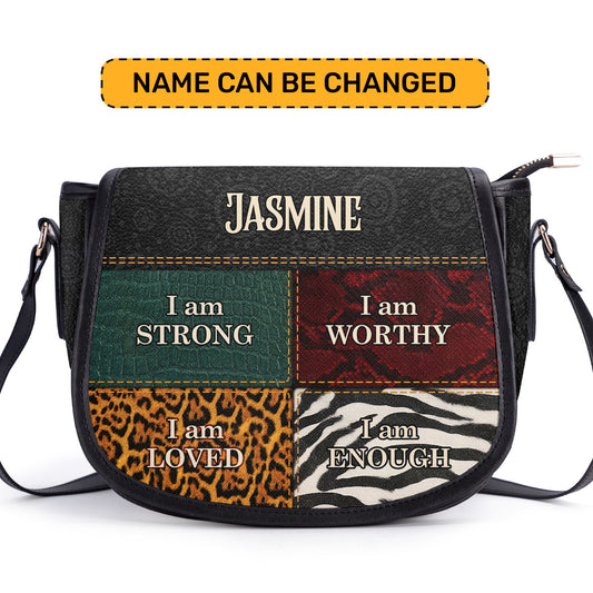 I AM - Personalized Leather Saddle Cross Body Bag SB08