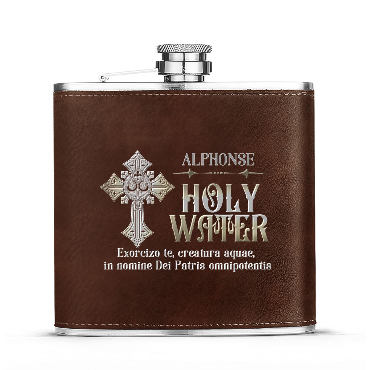 Holy Water - Personalized Leather Flask SBLFLALM2163TA