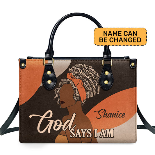 God Says I Am - Personalized Leather Handbag STB94