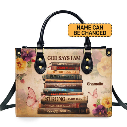 God Says I Am - Personalized Leather Handbag STB183