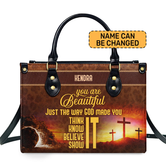 You Are Beautiful - Personalized Leather Handbag STB186