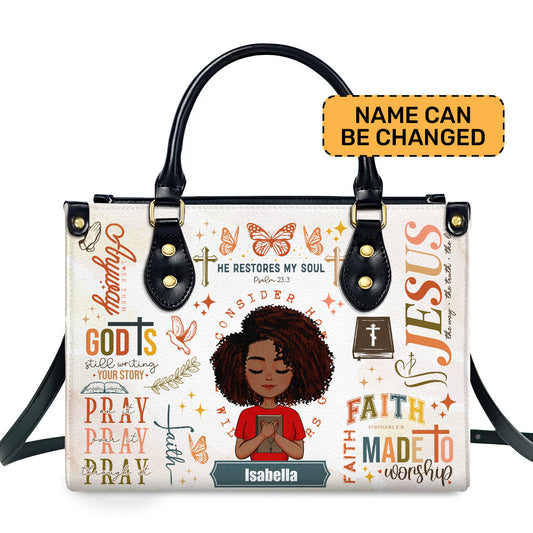 Faith Pray On It - Personalized Leather Handbag SBLHBLTN1357L