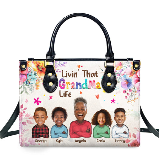 Livin That Mom Life - Personalized Leather Handbag SBLHBLTN2345D