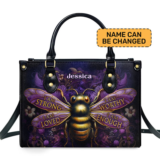I Am Enough - Bee Personalized Leather Handbag MB54