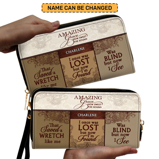Amazing Grace - Personalized Leather Clutch Purse MB49