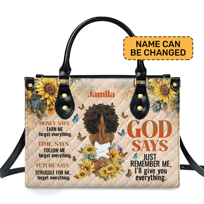 God Says Just Remember Me - Personalized Leather Handbag SBLHBLM1402TA