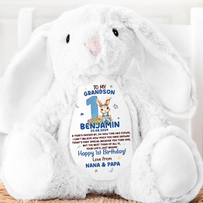 Happy First Birthday - Personalized Stuffed Bunny