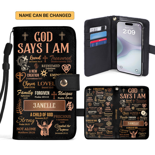 God Says I Am - Personalized Wallet Case SBWACLM987M