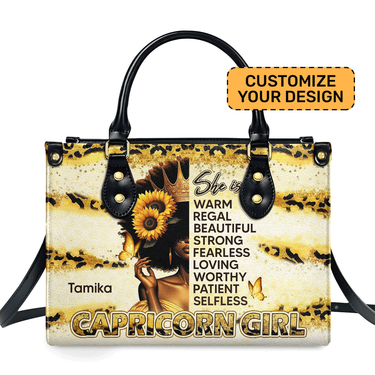 Zodiac Girl - She Is Warm Regal Strong Fearless Worthy - Personalized Leather Handbag SBHN11