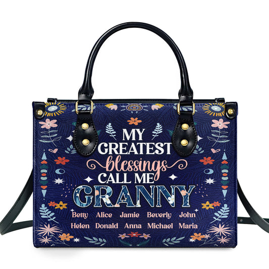 My Greatest Blessings Call Me Mom - Personalized Leather Handbag SBLHBLM2230TA