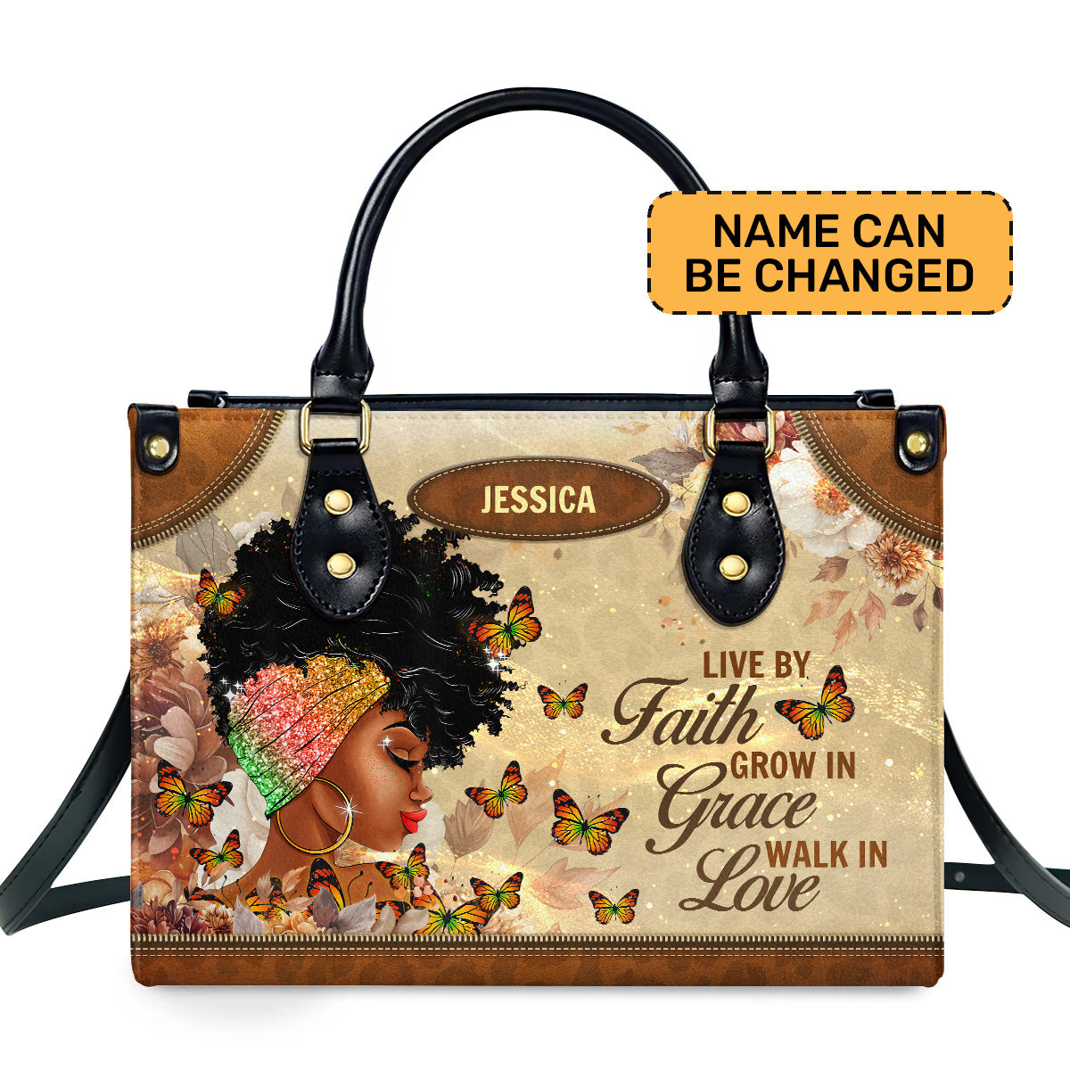 Live By Faith - Personalized Leather Handbag SBLHBLTN1435L