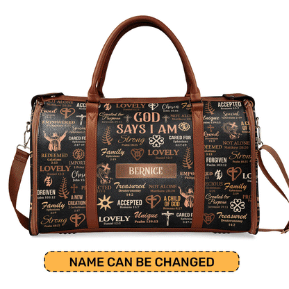 God Says I Am - Personalized Leather Duffle Bag MB21
