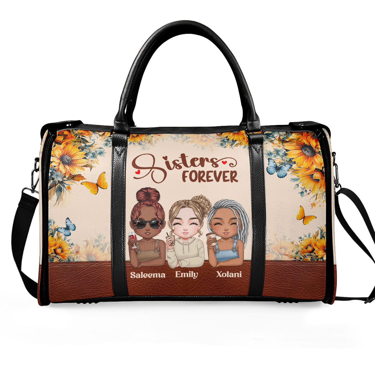 Sisters Forever - Personalized Leather Duffle Bag