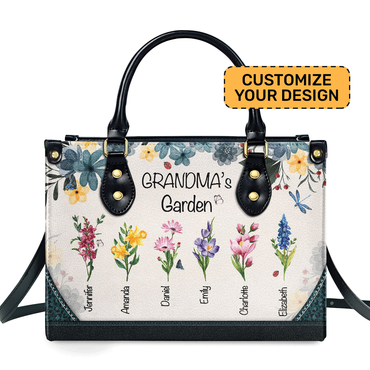 Grandma's Garden - Personalized Leather Handbag SB553
