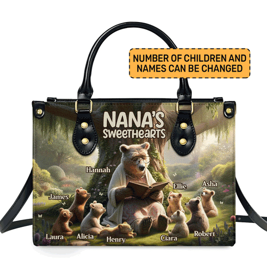 Nana's Sweethearts - Bears Personalized Leather Handbag STB76